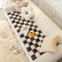 Cream Plaid Fuzzy Pet Mat